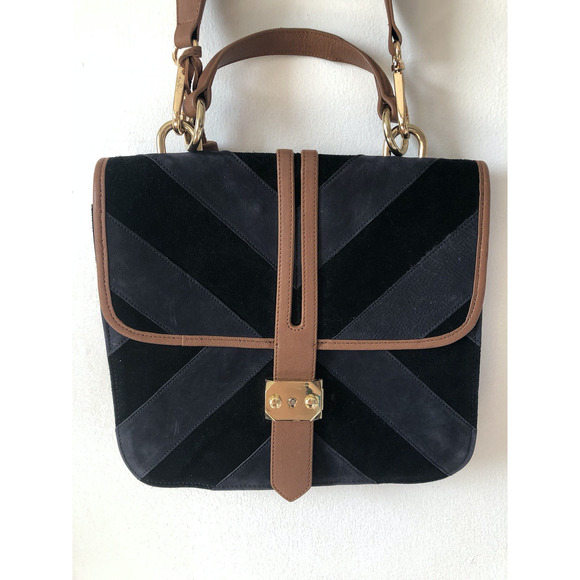 Worn Once April, May Suede Leather Crossbody Bag Chevron Adjustable Tassel - Picture 2 of 9